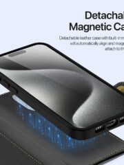 DUX DUCIS Lawa Series for iPhone 15 Pro Max Case Detachable Zipper Wallet Cowhide Leather Cover | Compatible with MagSafe by The Case Factory