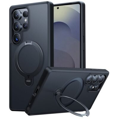 TORRAS Ostand Q3 Spin Series For Samsung Galaxy S25 Ultra Case Rotating Kickstand Phone Cover | Compatible with MagSafe Black Samsung Galaxy S25 Ultra by The Case Factory