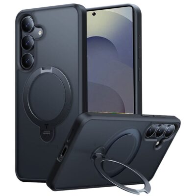 TORRAS Ostand Q3 Spin Series For Samsung Galaxy S25 Case Rotating Kickstand Phone Cover | Compatible with MagSafe Black Samsung Galaxy S25 by The Case Factory