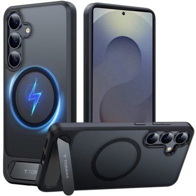 TORRAS Ostand L1 Series For Samsung Galaxy S25+ Case Kickstand Phone Cover | Compatible with MagSafe Black Samsung Galaxy S25+ by The Case Factory