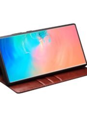 QIALINO For Samsung Galaxy S25 Ultra Wallet Case Waxy Genuine Leather Flip Phone Cover by The Case Factory