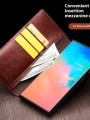 QIALINO For Samsung Galaxy S25+ Wallet Case Waxy Genuine Leather Flip Phone Cover by The Case Factory