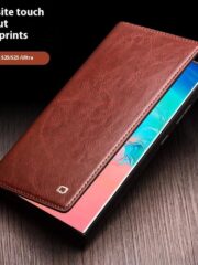 QIALINO For Samsung Galaxy S25+ Wallet Case Waxy Genuine Leather Flip Phone Cover by The Case Factory