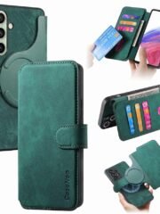 CASENEO MW-03 For Samsung Galaxy S24 FE Magnetic Case with Detachable Wallet Leather Phone Cover Green Samsung Galaxy S24 FE by The Case Factory