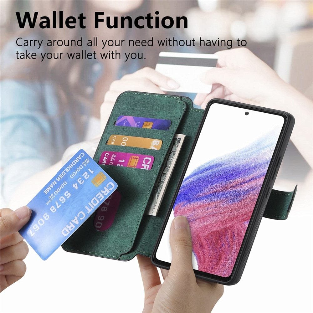 CASENEO MW-03 For Samsung Galaxy S24 FE Magnetic Case with Detachable Wallet Leather Phone Cover by The Case Factory