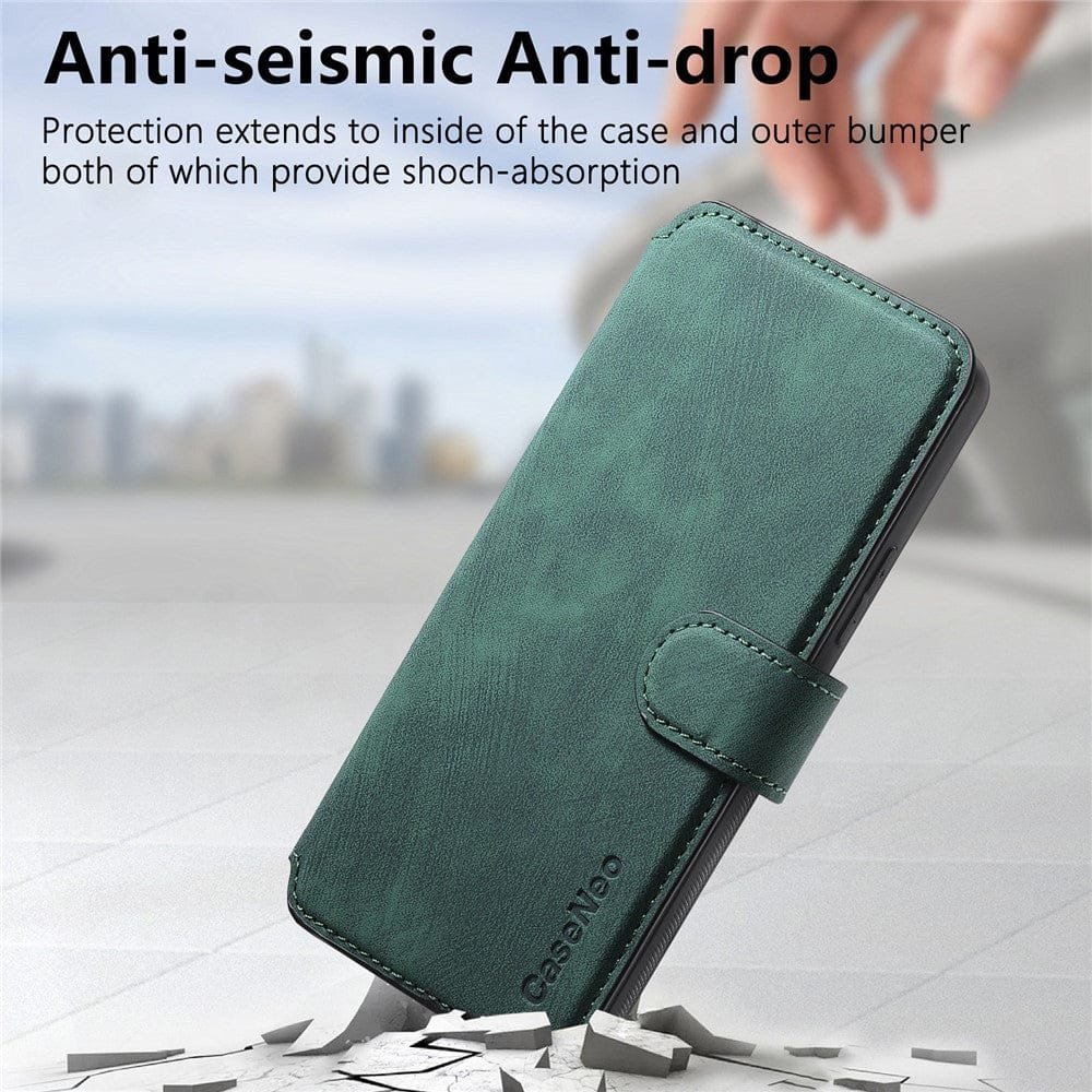 CASENEO MW-03 For Samsung Galaxy S24 FE Magnetic Case with Detachable Wallet Leather Phone Cover by The Case Factory