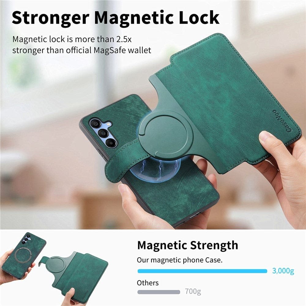 CASENEO MW-03 For Samsung Galaxy S24 FE Magnetic Case with Detachable Wallet Leather Phone Cover by The Case Factory