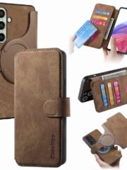 CASENEO MW-03 For Samsung Galaxy S24 FE Magnetic Case with Detachable Wallet Leather Phone Cover Brown Samsung Galaxy S24 FE by The Case Factory
