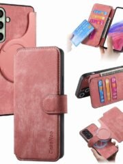 CASENEO MW-03 For Samsung Galaxy S24 FE Magnetic Case with Detachable Wallet Leather Phone Cover Pink Samsung Galaxy S24 FE by The Case Factory