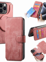 CASENEO MW-03 For iPhone 14 Pro Case Magnetic Detachable Wallet Leather Flip Phone Cover Pink iPhone 14 Pro by The Case Factory