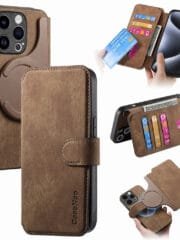 CASENEO MW-03 For iPhone 14 Pro Max Case Magnetic Detachable Wallet Leather Flip Phone Cover Brown iPhone 14 Pro Max by The Case Factory