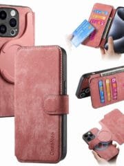 CASENEO MW-03 For iPhone 14 Pro Max Case Magnetic Detachable Wallet Leather Flip Phone Cover Pink iPhone 14 Pro Max by The Case Factory