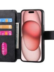 CASENEO MW-03 For iPhone 15 Plus Case Magnetic Detachable Wallet Leather Flip Phone Cover by The Case Factory