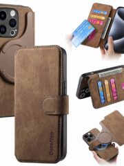 CASENEO MW-03 For iPhone 13 Pro Case Magnetic Detachable Wallet Leather Flip Phone Cover Brown iPhone 13 Pro by The Case Factory
