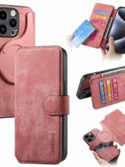 CASENEO MW-03 For iPhone 13 Pro Case Magnetic Detachable Wallet Leather Flip Phone Cover Pink iPhone 13 Pro by The Case Factory