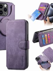 CASENEO MW-03 For iPhone 13 Pro Case Magnetic Detachable Wallet Leather Flip Phone Cover Purple iPhone 13 Pro by The Case Factory