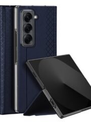 DUX DUCIS Bril Series For Samsung Galaxy Z Fold Special Edition Case with Card Slot Leather Phone Cover Stand Blue Samsung Galaxy Z Fold Special Edition by The Case Factory