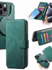 CASENEO MW-03 For iPhone 14 Pro Max Case Magnetic Detachable Wallet Leather Flip Phone Cover Green iPhone 14 Pro Max by The Case Factory