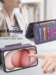 CASENEO MW-03 For iPhone 15 Plus Case Magnetic Detachable Wallet Leather Flip Phone Cover by The Case Factory
