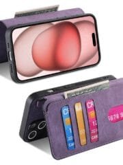CASENEO MW-03 For iPhone 15 Plus Case Magnetic Detachable Wallet Leather Flip Phone Cover by The Case Factory