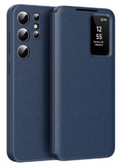 Flip Leather Case For Samsung Galaxy S23 Ultra / S23 Series with Smart View Window and Card Slot Phone Cover Sapphire by The Case Factory