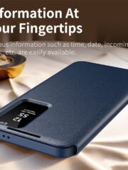 Flip Leather Case For Samsung Galaxy S23 Ultra / S23 Series with Smart View Window and Card Slot Phone Cover by The Case Factory
