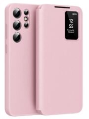 Flip Leather Case For Samsung Galaxy S25 Ultra / S25 Series with Smart View Window and Card Slot Phone Cover Pink Samsung Galaxy S25 Ultra by The Case Factory