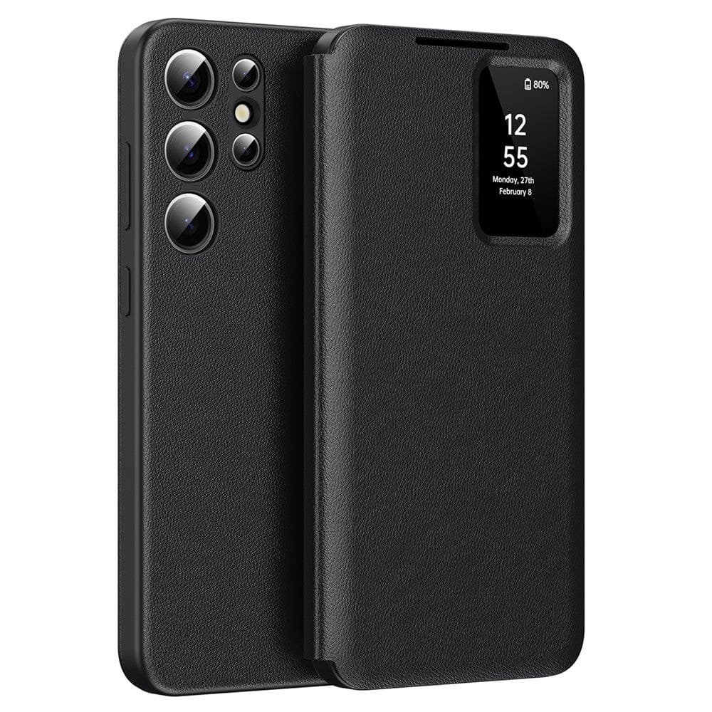 Flip Leather Case For Samsung Galaxy S25 Ultra / S25 Series with Smart View Window and Card Slot Phone Cover Black Samsung Galaxy S25 Ultra by The Case Factory
