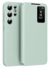Flip Leather Case For Samsung Galaxy S25 Ultra / S25 Series with Smart View Window and Card Slot Phone Cover Light Green Samsung Galaxy S25 Ultra by The Case Factory