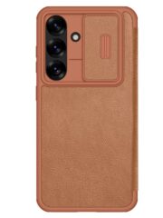 NILLKIN Qin Pro Series for Samsung Galaxy S25+ Case with Card Slots Leather Phone Cover Brown Samsung Galaxy S25+ by The Case Factory