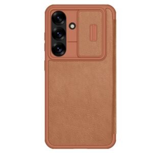 NILLKIN Qin Pro Series for Samsung Galaxy S25+ Case with Card Slots Leather Phone Cover Brown Samsung Galaxy S25+ by The Case Factory