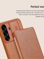 NILLKIN Qin Pro Series for Samsung Galaxy S25+ Case with Card Slots Leather Phone Cover by The Case Factory