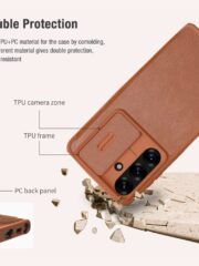NILLKIN Qin Pro Series for Samsung Galaxy S25+ Case with Card Slots Leather Phone Cover by The Case Factory