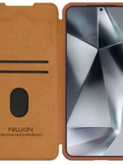 NILLKIN Qin Pro Series for Samsung Galaxy S25+ Case with Card Slots Leather Phone Cover by The Case Factory
