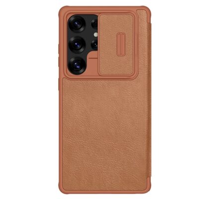 NILLKIN Qin Pro Series for Samsung Galaxy S25 Ultra Case with Card Slots Leather Phone Cover Brown Samsung Galaxy S25 Ultra by The Case Factory