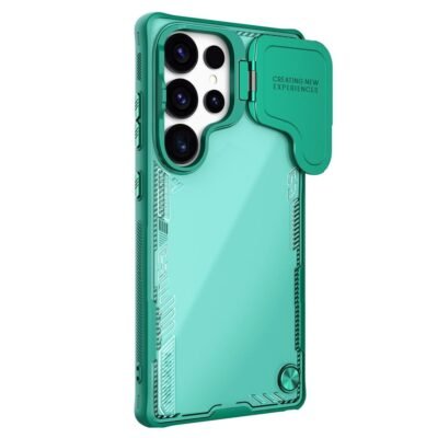 NILLKIN Iceblade CamProp For Samsung Galaxy S25 Ultra Case Lens Cover Kickstand PC-TPU Phone Cover Green Samsung Galaxy S25 Ultra by The Case Factory