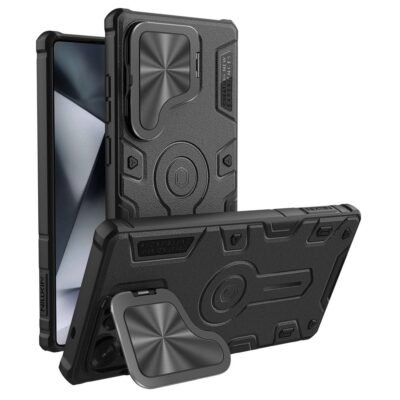 NILLKIN Camshield Armor Prop Case for Samsung Galaxy S25 Ultra Camera Lid PC-TPU Cover Compatible with MagSafe Black Samsung Galaxy S25 Ultra by The Case Factory