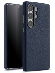 MELKCO For Samsung Galaxy S25 Ultra Case Genuine Cow Leather + PC Anti Drop Phone Back Cover Dark Blue by The Case Factory