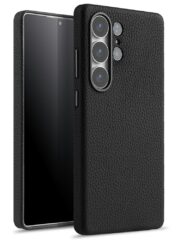 MELKCO For Samsung Galaxy S25 Ultra Case Genuine Cow Leather + PC Anti Drop Phone Back Cover Black by The Case Factory