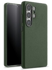 MELKCO For Samsung Galaxy S25 Ultra Case Genuine Cow Leather + PC Anti Drop Phone Back Cover Green by The Case Factory