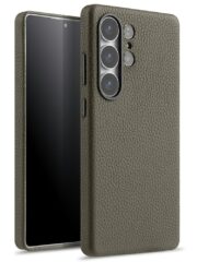 MELKCO For Samsung Galaxy S25 Ultra Case Genuine Cow Leather + PC Anti Drop Phone Back Cover Grey by The Case Factory