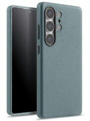 MELKCO For Samsung Galaxy S25 Ultra Case Genuine Cow Leather + PC Anti Drop Phone Back Cover Baby Blue by The Case Factory