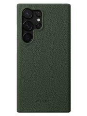 MELKCO For Samsung Galaxy S25 Ultra Case Premium Genuine Leather Open Edge Phone Cover Green Samsung Galaxy S25 Ultra by The Case Factory