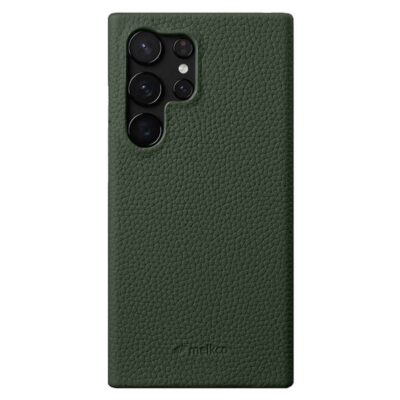 MELKCO For Samsung Galaxy S25 Ultra Case Premium Genuine Leather Open Edge Phone Cover Green Samsung Galaxy S25 Ultra by The Case Factory