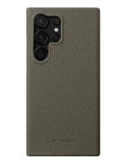 MELKCO For Samsung Galaxy S25 Ultra Case Premium Genuine Leather Open Edge Phone Cover Grey Samsung Galaxy S25 Ultra by The Case Factory