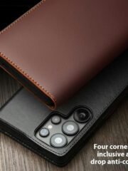 QIALINO For Samsung Galaxy S25 Ultra Case Wallet Flip Stand Genuine Leather Phone Cover by The Case Factory