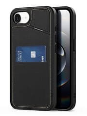 DUX DUCIS Rafi II Series For iPhone 16e Magnetic Case Leather Back Cover with RFID Blocking Card Slots Black iPhone 16e by The Case Factory