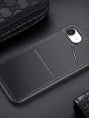 DUX DUCIS Rafi II Series For iPhone 16e Magnetic Case Leather Back Cover with RFID Blocking Card Slots by The Case Factory