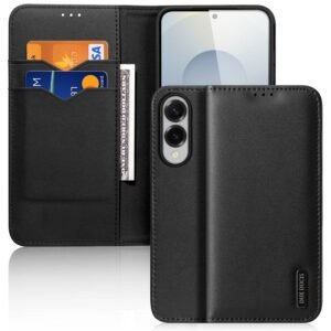 DUX DUCIS Hivo Series For Samsung Galaxy S25 Edge Case Cowhide Leather RFID Blocking Wallet Stand Flip Phone Cover Black Samsung Galaxy S25 Edge by The Case Factory