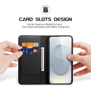 DUX DUCIS Hivo Series For Samsung Galaxy S25 Edge Case Cowhide Leather RFID Blocking Wallet Stand Flip Phone Cover by The Case Factory